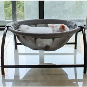 Cat Bed Dog Bed Pet Hammock Bed Free-Standing Cat Sleeping Cat Bed Cat Supplies Pet Supplies Whole Wash Stable Structure Detachable Excellent Breathability Easy Assembly Indoors Outdoors (Gray)