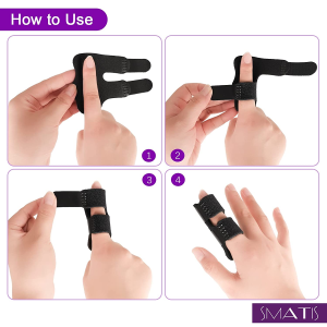 SMATIS Trigger Finger Splint, 2 Pieces Finger Brace for Arthritis Pain and Support with Aluminum Strip, Adjustable Finger Splints Fits Index Finger, Middle Finger, Ring Finger