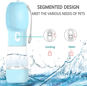 Portable Dog Water Bottle,Dogwater Bottles for Walking Can Carry Dog Food,Multi-Function Travel Dog Bowls,Can Disassemble Pet Water Dispenser Combination,Try in Cats and Dogs (Blue)