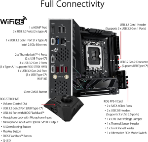 ASUS ROG Strix Z790-I Gaming Wifi 6E LGA 1700 Intel 13Th&12Th Gen Mini-Itx Gaming Motherboard, Pcie5.0,Ddr5,10+1 Power Stages, Thunderbolt 4, 2.5Gblan, USB3.2 Gen2X2 Front Panel Type-C,2X M.2/Nvme SSD