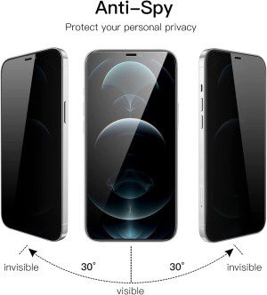 Jetech Privacy Full Coverage Screen Protector for Iphone 12 Pro Max 6.7-Inch, Anti-Spy Tempered Glass Film, Edge to Edge Protection Case-Friendly, 2-Pack