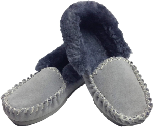 Boutique Retailer UGG Non-Slip 100 Percent Sheepskin Winter Moccasins Slipper, Grey, Size 6