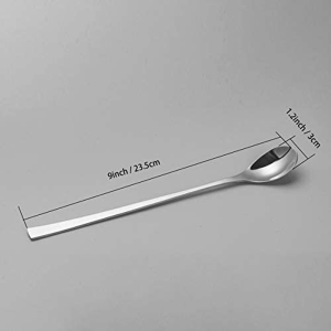 IMEEA 9 Inch Mixing Stirring Spoon for Iced Tea Coffee Ice Cream Cocktail Bar 18/10 Stainless Steel Long Handle, Set of 6