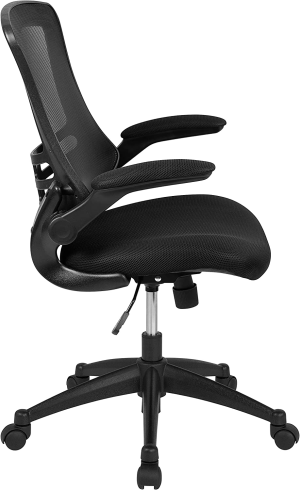 Flash Furniture Mid-Back Black Mesh Swivel Ergonomic Task Office Chair with Flip-Up Arms