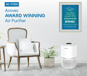 AROVEC Air Purifier Smart True HEPA Filter, Air Cleaner for Allergies, Smokers, Pets, Pollen, Dust, Odour Eliminators for Bedroom, Smart Air Quality Sensor, 2-Yr Warranty, AV-P300, White.