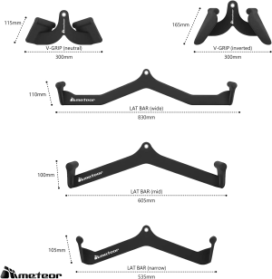 Meteor Cable Pulley Attachment-Cable Pulley Accessories-Exercise Machine Accessories, LAT Pull-Down, V-Grip, Tricep Grip, LAT Pull-Down (Set and Individual Piece)