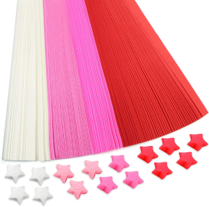 540 Sheets of Star Origami Paper, 4 Colors of Lucky Star Paper Strips, Double Sided Origami Star Paper Strips, Lucky Star Decoration Folding Paper for Art, Craft, DIY (Style B)