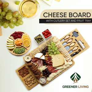 Unique Cheese Board Birthday Gifts for Women – Bamboo Charcuterie Board Set Housewarming Wedding Gifts for Couple Engagement Gifts for Her – Serving Platter Birthday Gift Ideas for Men Dad Wife Mum