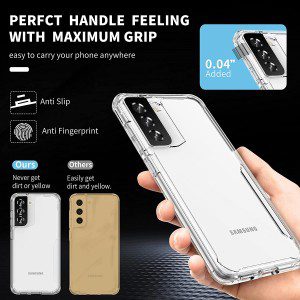 Oretech Samsung Galaxy S21 FE Case with [2 X Tempered Glass Screen Protector][Camera Lens Protector] Shockproof Protective Hard PC TPU Clear Case for Galaxy S21 FE Case 5G -6.4″ Clear