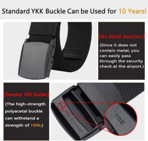 Belts for Men,Elastic Stretch Belt with YKK Plastic Buckle, Breathable Canvas Waist Belt for Work Outdoor Cycling Hiking, Adjustable for Pants Size below 46Inches[53″Long1.5″Wide]