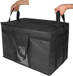 Xx-Large Insulated Collapsible Cooler Bags with Zipper Closure,Reusable Grocery Shopping Bags Keep Food Hot or Cold,Ideal for Catering Grocery Transport,23″W X 15″H X 14″D(Black Color)