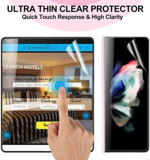 [3+3] Hydrogel Screen Protector for Samsung Galaxy Z Fold 4 5G, Electro-Weideworld Scratch Resistant HD Clear TPU Screen Protector, Support Fingerprint Unlock