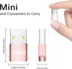 TRANLIKS USB to USB C Adapter, USB Type C Female to USB a Male Converter, Supports Charging and Data Transmission(4 Pack Pink)