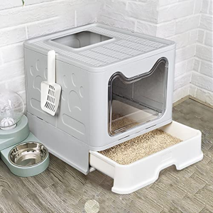 Belvie Pets Extra Large Cat Litter Box – Spacious Kitty Litter Tray with Complementory Scoop and Drawer Design for Easy Cleaning and Convenience