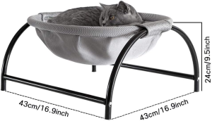 Cat Bed Dog Bed Pet Hammock Bed Free-Standing Cat Sleeping Cat Bed Cat Supplies Pet Supplies Whole Wash Stable Structure Detachable Excellent Breathability Easy Assembly Indoors Outdoors (Gray)