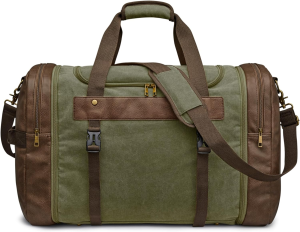 S-ZONE 65L Canvas Duffle Bag Travel Overnight Carry on Weekender Duffel with Shoes Compartment for Men Women