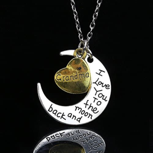 Grandma Grandmother Gifts Necklace from Grandchildren Granddaughter Grandson to My Grandma I Love You to the Moon and Back Gift Necklaces for Grandmom Grandmama