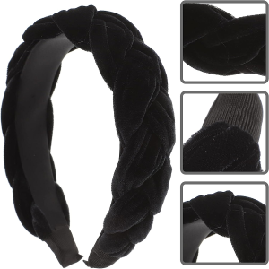 Luxshiny Braided Headband, Wide Hard Hair Band Vintage Knotted Headband Makeup Headband for Women Girls (Black)