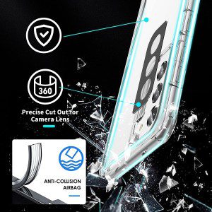 Oretech Samsung Galaxy S21 FE Case with [2 X Tempered Glass Screen Protector][Camera Lens Protector] Shockproof Protective Hard PC TPU Clear Case for Galaxy S21 FE Case 5G -6.4″ Clear