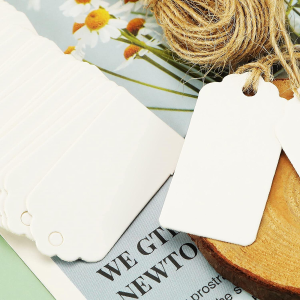 White Kraft Paper 4 X 2Cm Hang Tags Label Wedding Party Price Gift Cards 100Pcs