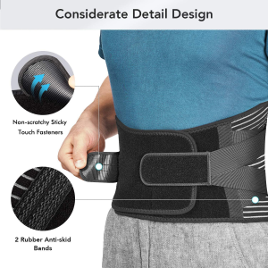 Back Braces for Lower Back Pain Relief with 6 Stays, Breathable Back Support Belt with Lumbar Pad for Men/Women for Work , Anti-Skid Lumbar Support Belt with 16-Hole Mesh for Sciatica