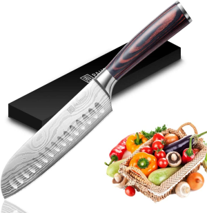 PAUDIN Nakiri Knife – 7″ Razor Sharp Meat Cleaver and Vegetable Kitchen Knife, High Carbon Stainless Steel, Multipurpose Asian Chef Knife for Home and Kitchen with Ergonomic Handle