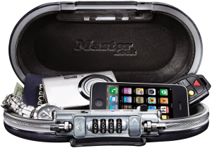 Master Lock Portable Small Lock Box, Set Your Own Combination Lock Portable Safe, Personal Travel Safe, 5900D,9-17/32 In. Wide