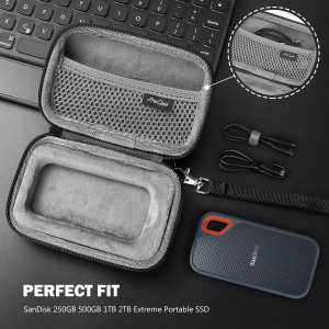 Procase Hard Travel Case for Sandisk 250GB/ 500GB/ 1TB/ 2TB Extreme Portable SSD, SDSSDE60-500G-G25 Shockproof EVA Hard Shell Carrying Case Storage Bag -Black