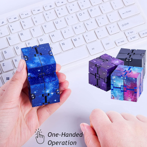 ZCOINS 4 Packs Infinity Cube Fidget Toys for Adults and Kids, Sensory Toys Anxiety Relief Desk Toys for ADD/ADHD/OCD (3 Galaxy Space 1 Black with 4 Bags)