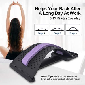 Techshining Back Stretcher for Pain Relief Back Cracker for Upper, Lower Back Support Spine Deck Stretching Device 4 Level (Purple)