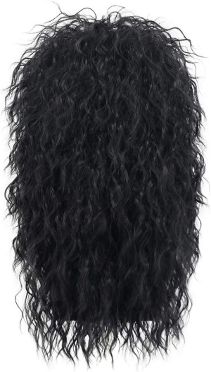 Karlery 70S 80S Rocker Metal Wig Mens Long Curly Black Party Wig Halloween Costume Anime Wig