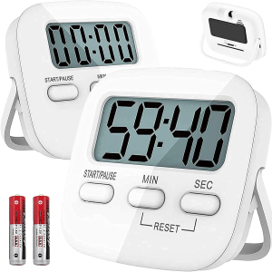 T Tersely 2 Pack Digital Kitchen Timer with AAA Battery Included, with Countdown,Loud Alarm,Auto-Off, Magnetic Back,Big Digits,Back Stand Function,Real Countdown Cooking Timer for Kids,Classroom,Kitchen