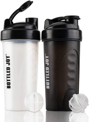 Bottledjoy Clear Protein Shaker Bottle 24Oz [BPA Free, Leak Proof] Shake Water Bottles 2 Pack