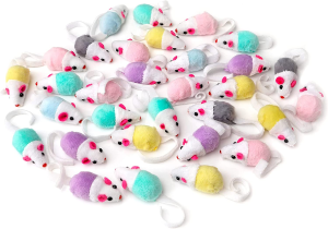 Chiwava 36 Pack 1.8 Inch Small Interactive Cat Toys Mice with Catnip Rattle Sound Mouse for Indoor Cats Kitten Play