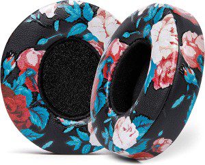 WC Extra Thick Replacement Earpads for Beats Solo 2 & 3 by Wicked Cushions – Ear Pads for Beats Solo 2 & 3 Wireless On-Ear Headphones – Soft Leather, Luxury Memory Foam, Strong Adhesive | Floral White