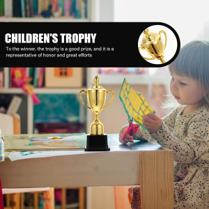 Toddmomy 1Pc Trophy Cup with Lid Plastic Golden Trophies Winner Achievement Trophy Cup for Sports Tournaments and Competitions