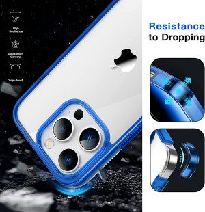 Jetech Case for Iphone 14 Pro Max 6.7-Inch (NOT for Iphone 14 Pro 6.1-Inch), Shockproof Phone Bumper Cover, Anti-Scratch Clear Back (Blue)