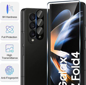 [3+2 Pack] T Tersely 9H Tempered Glass Screen Protector for Samsung Galaxy Fold 4, anti Scratch, Full Cover, Easy Install, 3 Pack Screen Protector and 2 Pack Camera Lens Protector