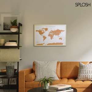 Splosh TVB03 Travel Board World Map, Small, Beige/White