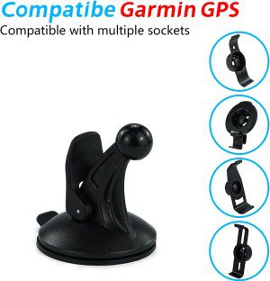 EKIND Replacement Cradle and Removable Car Windscreen Windshield Suction Cup Mount 17Mm Swivel Ball GPS Holder for GPS Garmin Nuvi (Black)