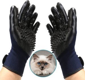 Bestbuy Pet Grooming Gloves – Improved Five Finger Design Rubber Glove Gentle De-Shedding Brushes for Cats, Dogs & Horses (Black)