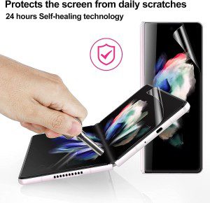 [3+3] Hydrogel Screen Protector for Samsung Galaxy Z Fold 4 5G, Electro-Weideworld Scratch Resistant HD Clear TPU Screen Protector, Support Fingerprint Unlock