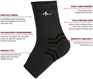 JUPITER Foot Sleeve (Pair) with Compression Wrap, Ankle Brace for Arch, Ankle Support, Football, Basketball, Volleyball, Running, for Sprained Foot, Tendonitis, Plantar Fasciitis