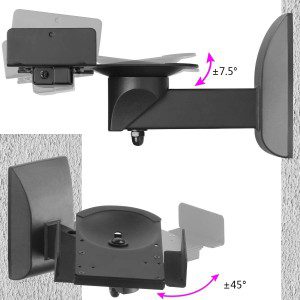 Suptek Dual Side Clamping Bookshelf Speaker Wall Mounting Bracket for Large Surrounding Sound Speakers, Hold up to 25Kgs Each Black SPM201