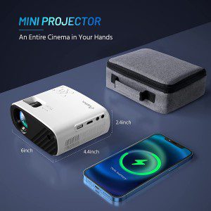 ELEPHAS Mini Projector, HD 1080P Supported Projector with Tripod and Carry Bag, 10000L Portable Outdoor Movie Projector, Compatible with Android/Ios/Windows/Tv Stick/Hdmi/Usb