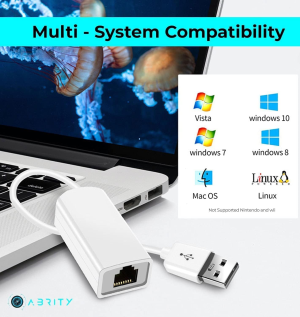 USB 2.0 Ethernet Network Adapter Extender Fire Internet for PC Laptop TV Apple Macbook Printer, Converter LAN RJ45 Cable Powerline Socket Switch Port Plug Wireless Wifi Router Booster to Adaptor Stick