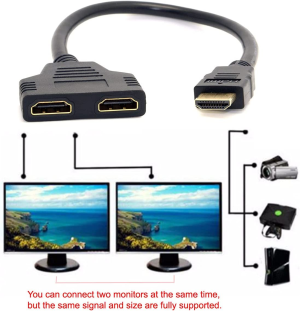 HDMI to Dual HDMI Female Y Splitter Switch Extension Adapter Cable with Micro & Mini HDMI Adapter