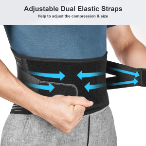 Back Braces for Lower Back Pain Relief with 6 Stays, Breathable Back Support Belt with Lumbar Pad for Men/Women for Work , Anti-Skid Lumbar Support Belt with 16-Hole Mesh for Sciatica