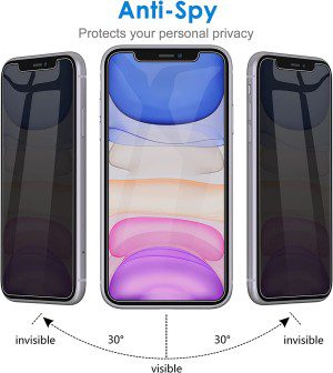 Jetech Privacy Screen Protector for Iphone 11 6.1-Inch with Camera Lens Protector, anti Spy Tempered Glass Film, 2-Pack Each