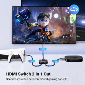 UGREEN HDMI Switch 2 in 1 Out 4K 60Hz Splitter, Bi-Directional HDMI Switcher 2 Input 1 Output Splitter Support 4K 3D Compatible with Xbox PS4 PS5 Blu-Ray Player Roku TV Stick HDTV Monitor